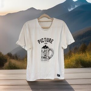 Picture Organic Clothing White Graphic Beer T-Shirt Large